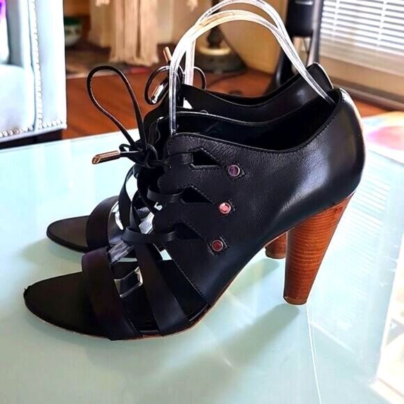 Tod's Shoes - Tod's Lace Up Strappy Stacked Heels Size 38.5